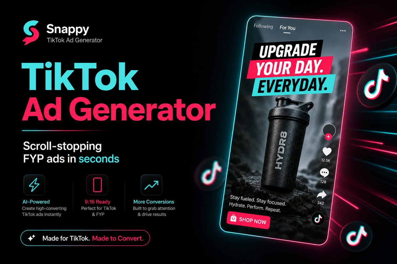 TikTok Ad Generator — AI Hooks & Scripts | Snappy